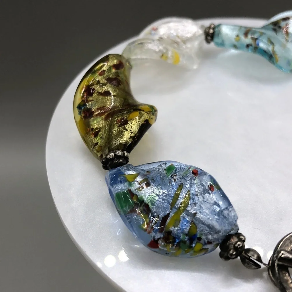 ARTISAN made curled art glass statement bracelet